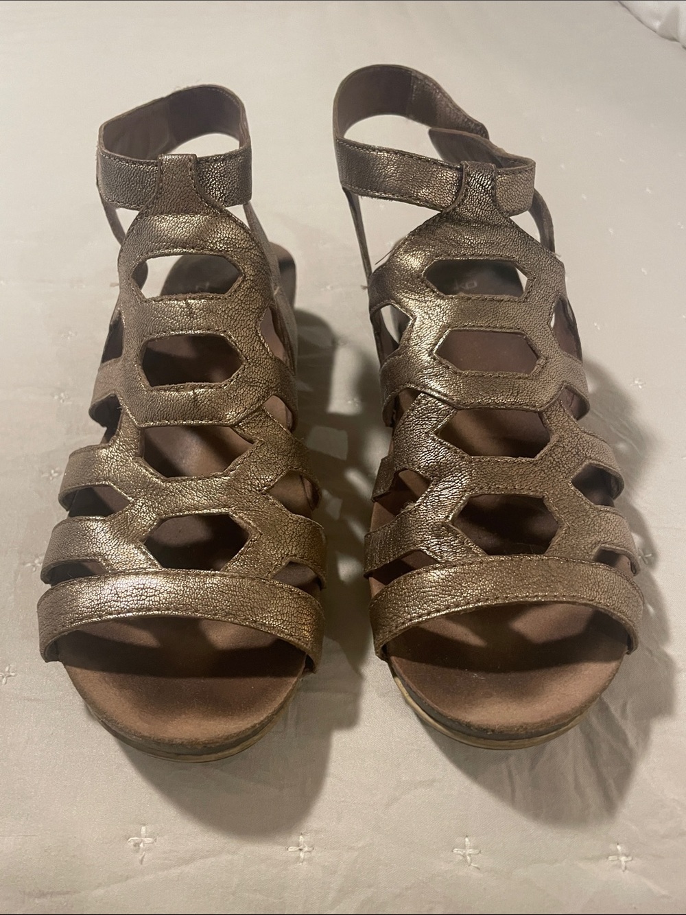 Dansko Metallic Bronze Hex Cutout Sandals